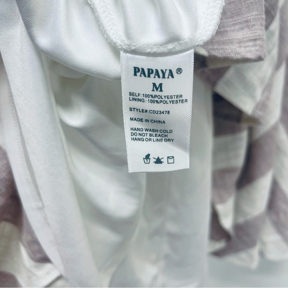 Papaya Dress Size M Women’s Tie Back Mini Stripes White Brown New - Picture 7 of 7